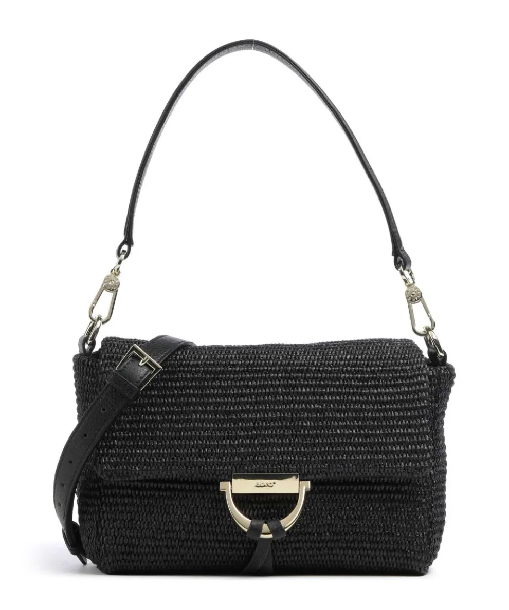 Raffia Temi Schultertasche Bast schwarz