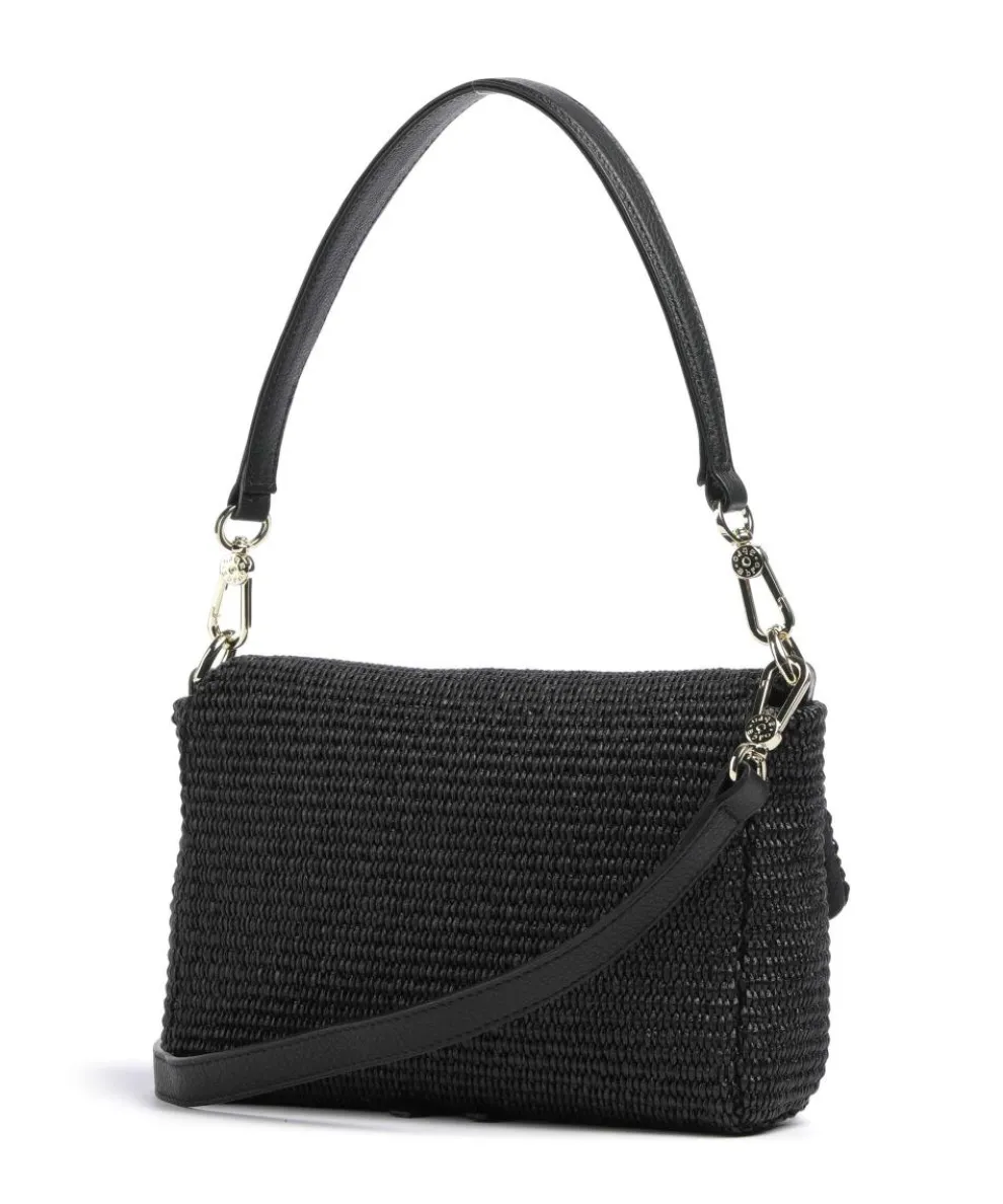Raffia Temi Schultertasche Bast schwarz