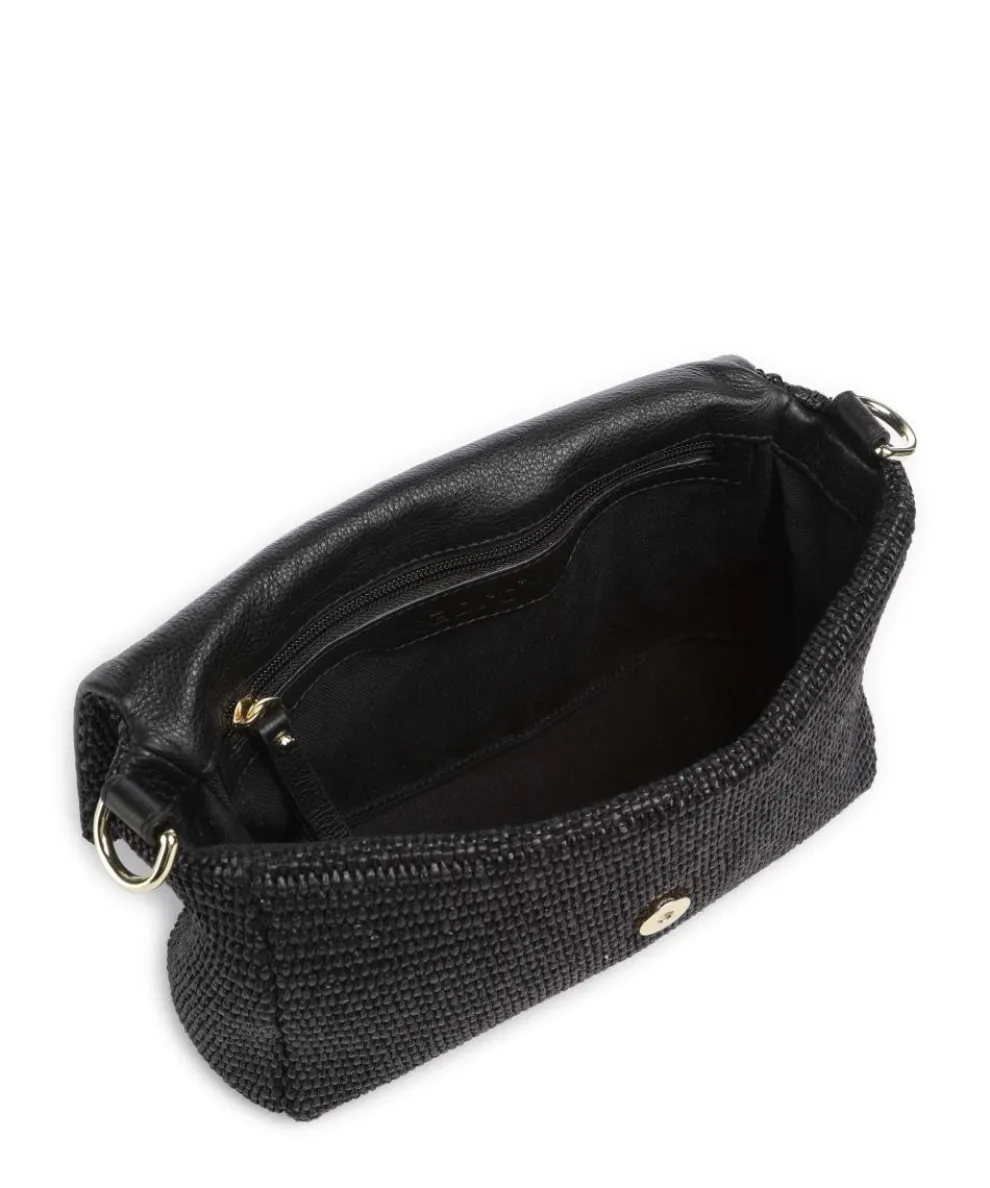 Raffia Temi Schultertasche Bast schwarz