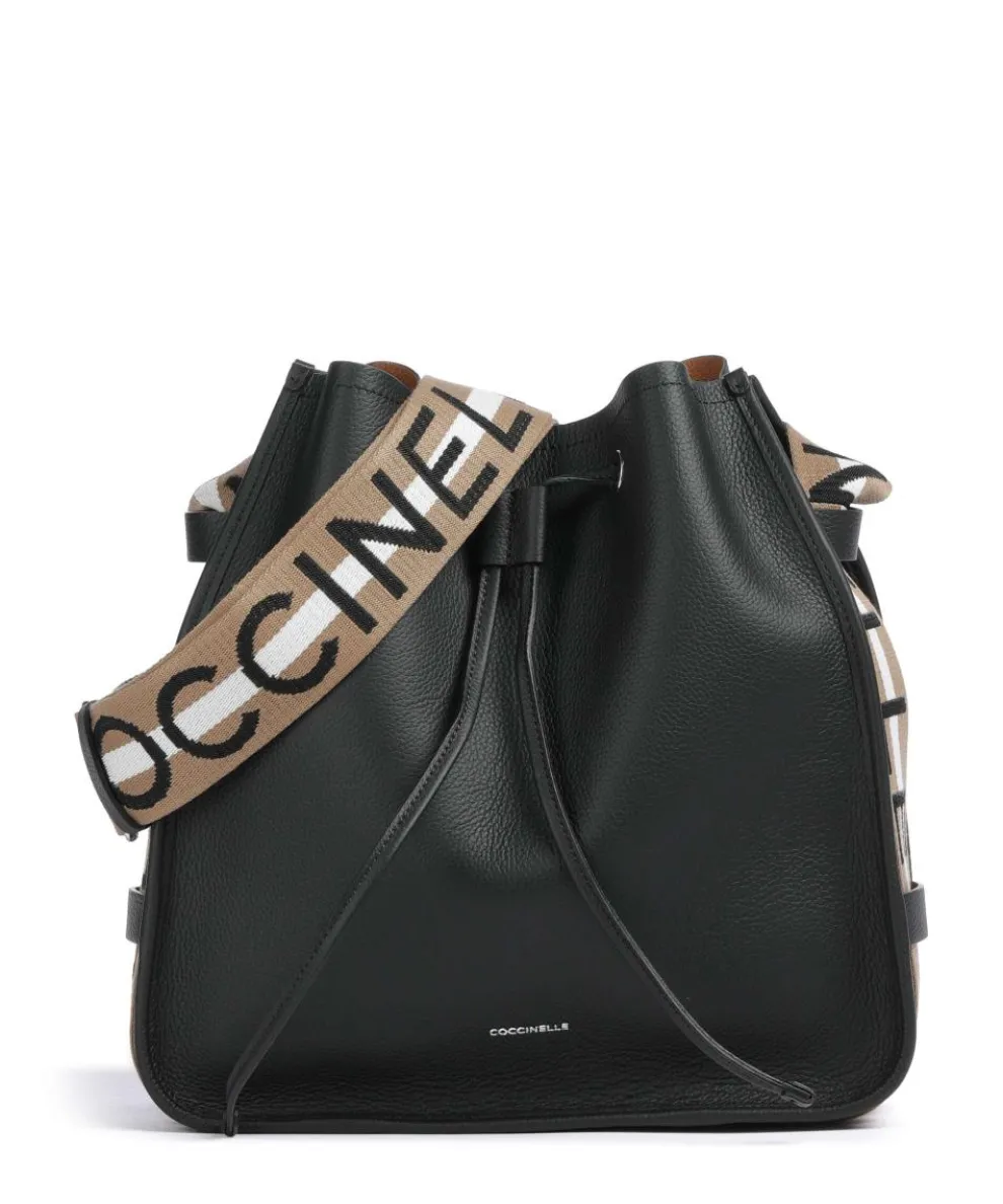 Raquel Bucket bag genarbtes Rindsleder schwarz