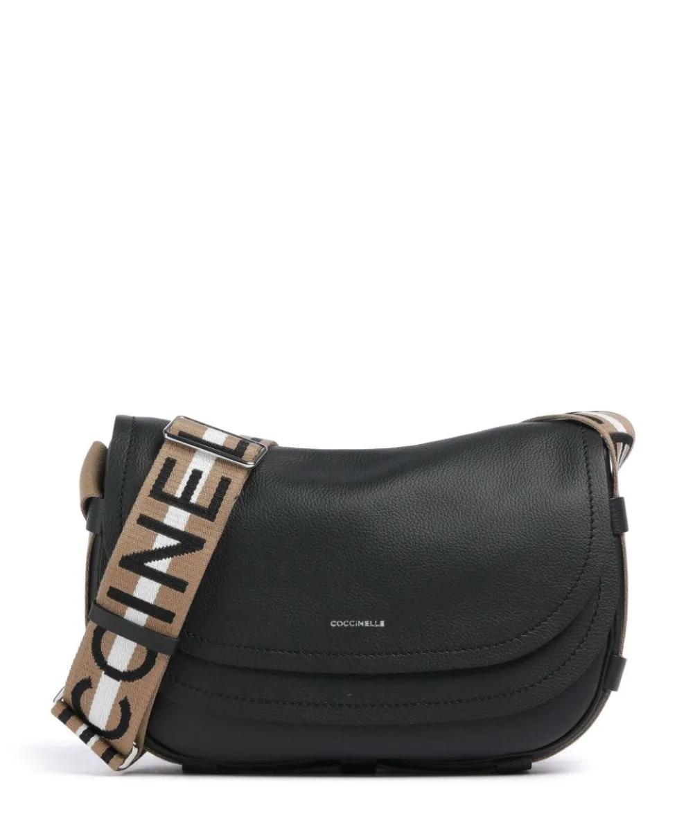 Raquel Schultertasche genarbtes Leder schwarz