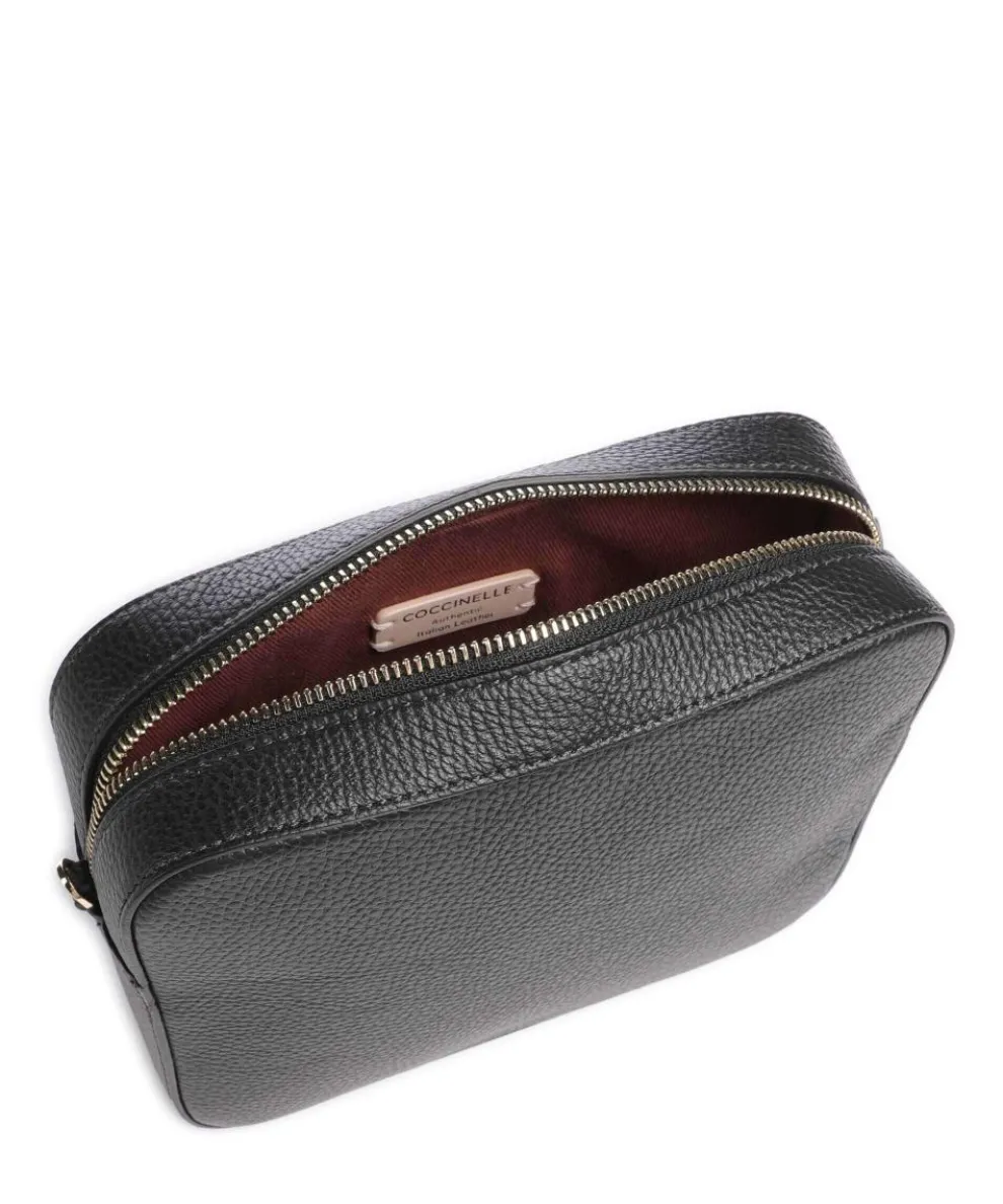 Tebe Umhängetasche genarbtes Leder schwarz