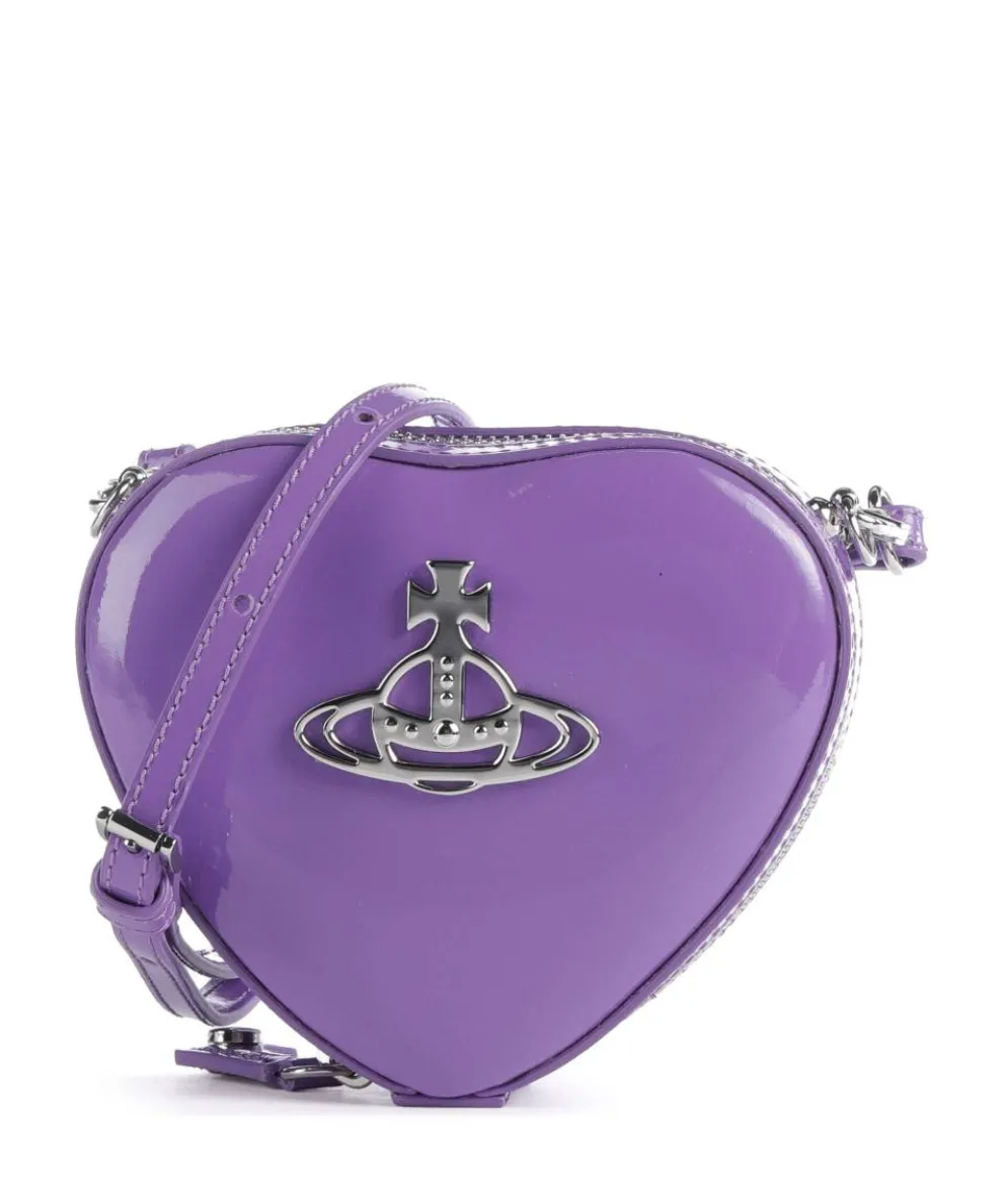 Heart Shiny Patent Mini Umhängetasche Lackleder violett