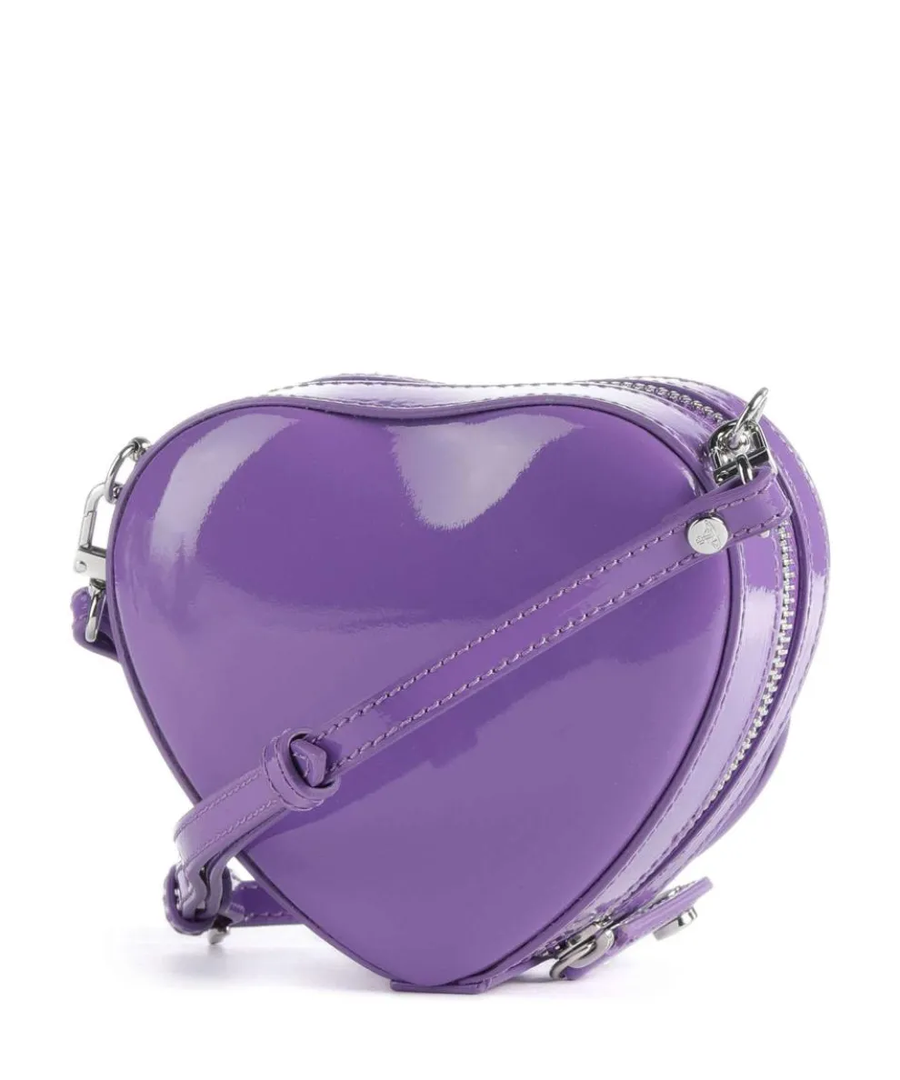 Heart Shiny Patent Mini Umhängetasche Lackleder violett