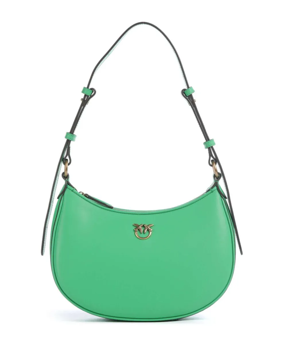 Half Moon Mini Schultertasche fein genarbtes Rindsleder hellgrün