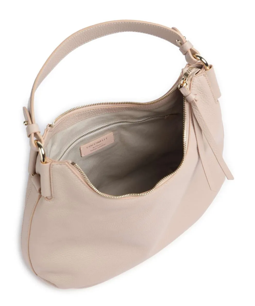 Rebekka Beuteltasche genarbtes Rindsleder beige