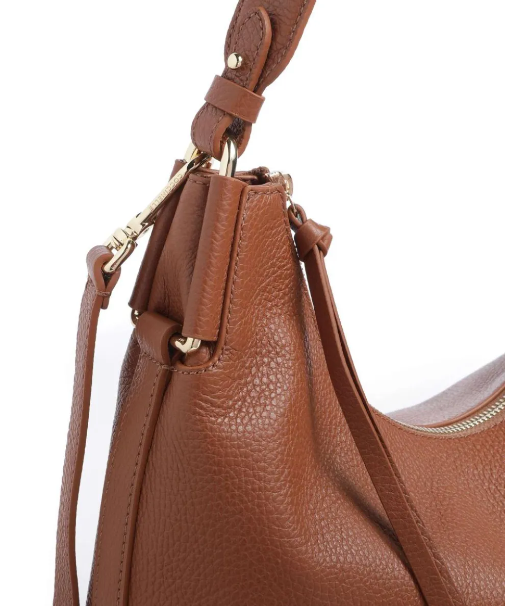 Rebekka Beuteltasche genarbtes Rindsleder braun