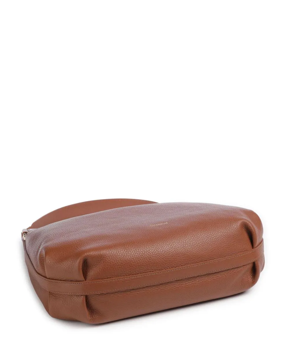 Rebekka Beuteltasche genarbtes Rindsleder braun