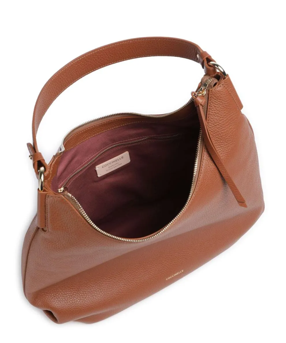 Rebekka Beuteltasche genarbtes Rindsleder braun