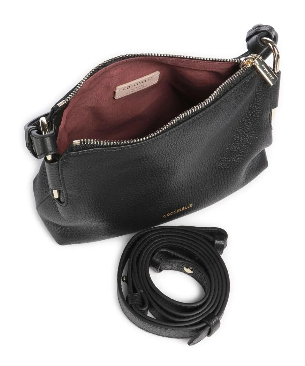 Rebekka Schultertasche genarbtes Rindsleder schwarz