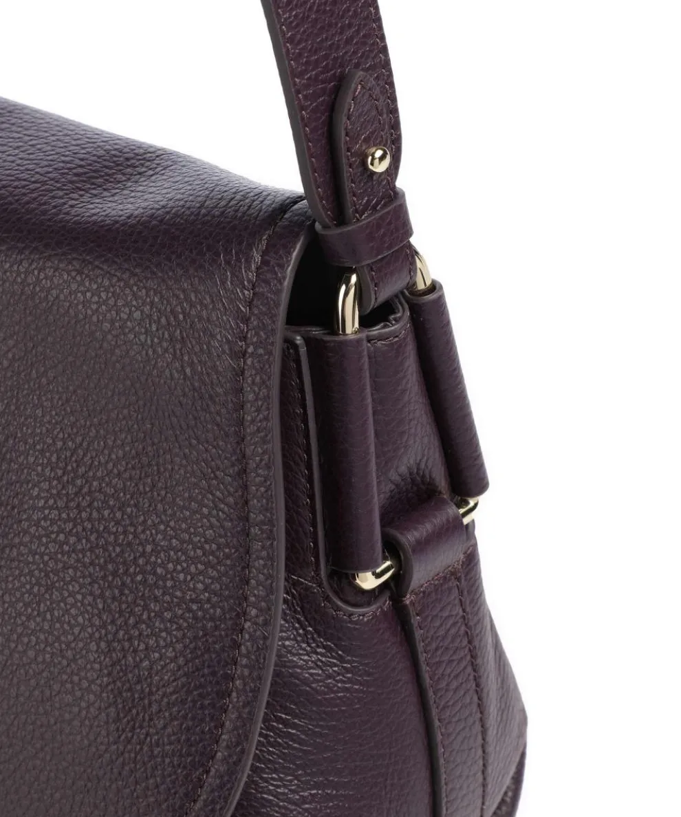 Rebekka Schultertasche genarbtes Rindsleder pflaume