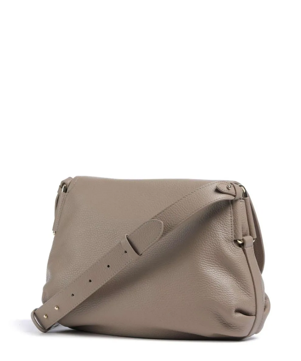Rebekka Schultertasche genarbtes Rindsleder taupe