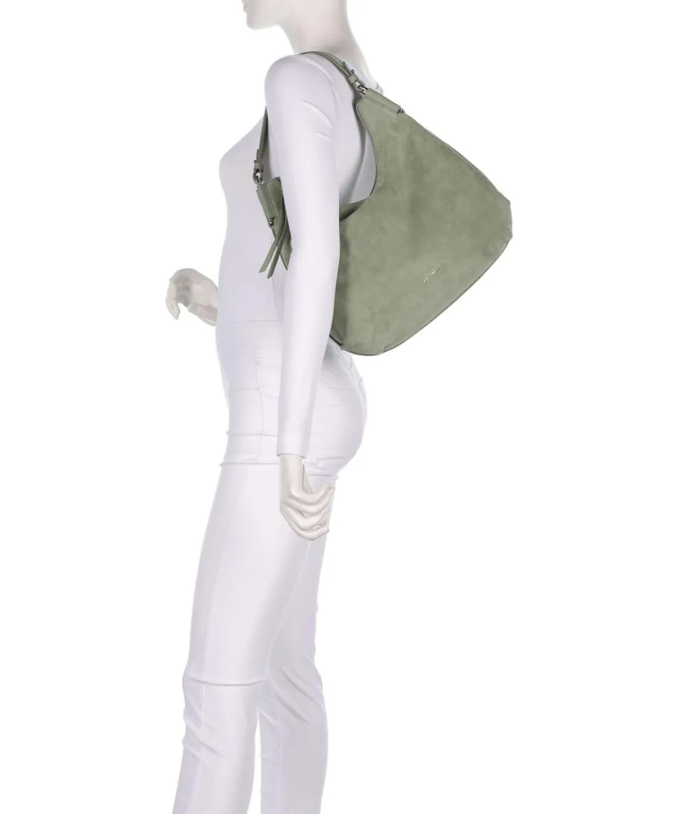 Rebekka Suede Beuteltasche aufgerautes Rindsleder graugrün