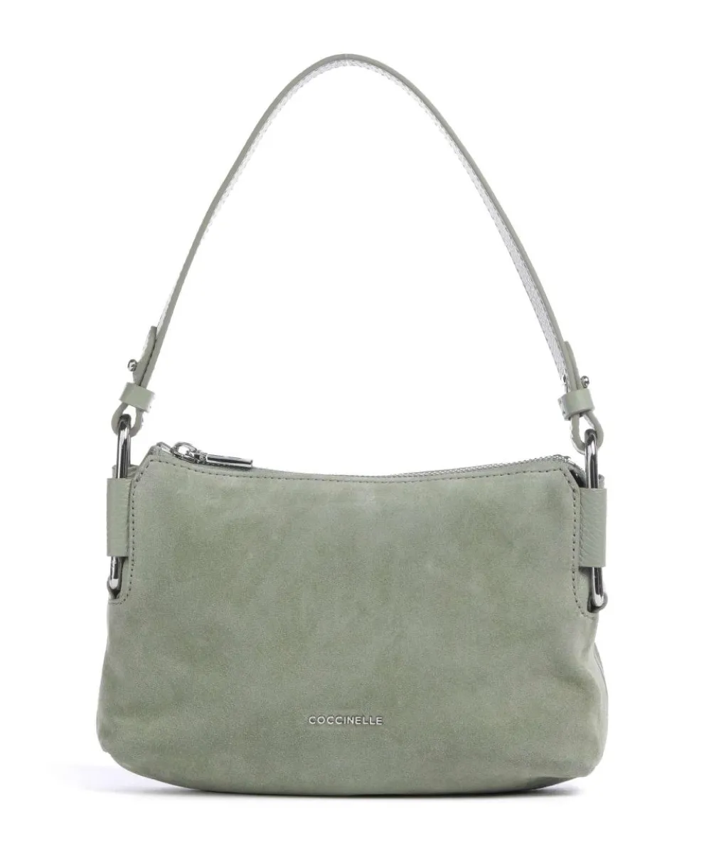 Rebekka Suede Schultertasche aufgerautes Rindsleder graugrün