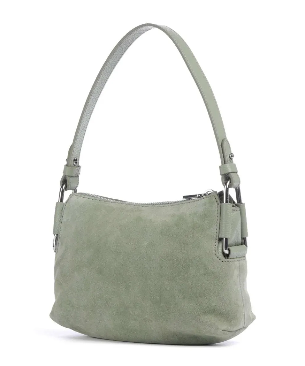Rebekka Suede Schultertasche aufgerautes Rindsleder graugrün