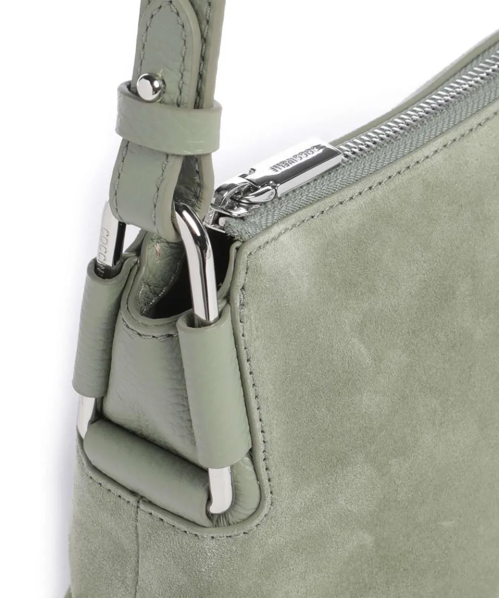 Rebekka Suede Schultertasche aufgerautes Rindsleder graugrün