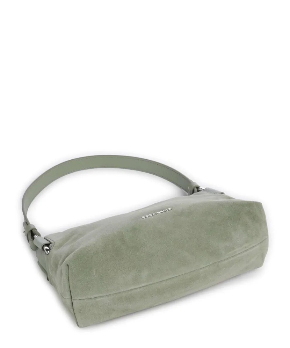 Rebekka Suede Schultertasche aufgerautes Rindsleder graugrün