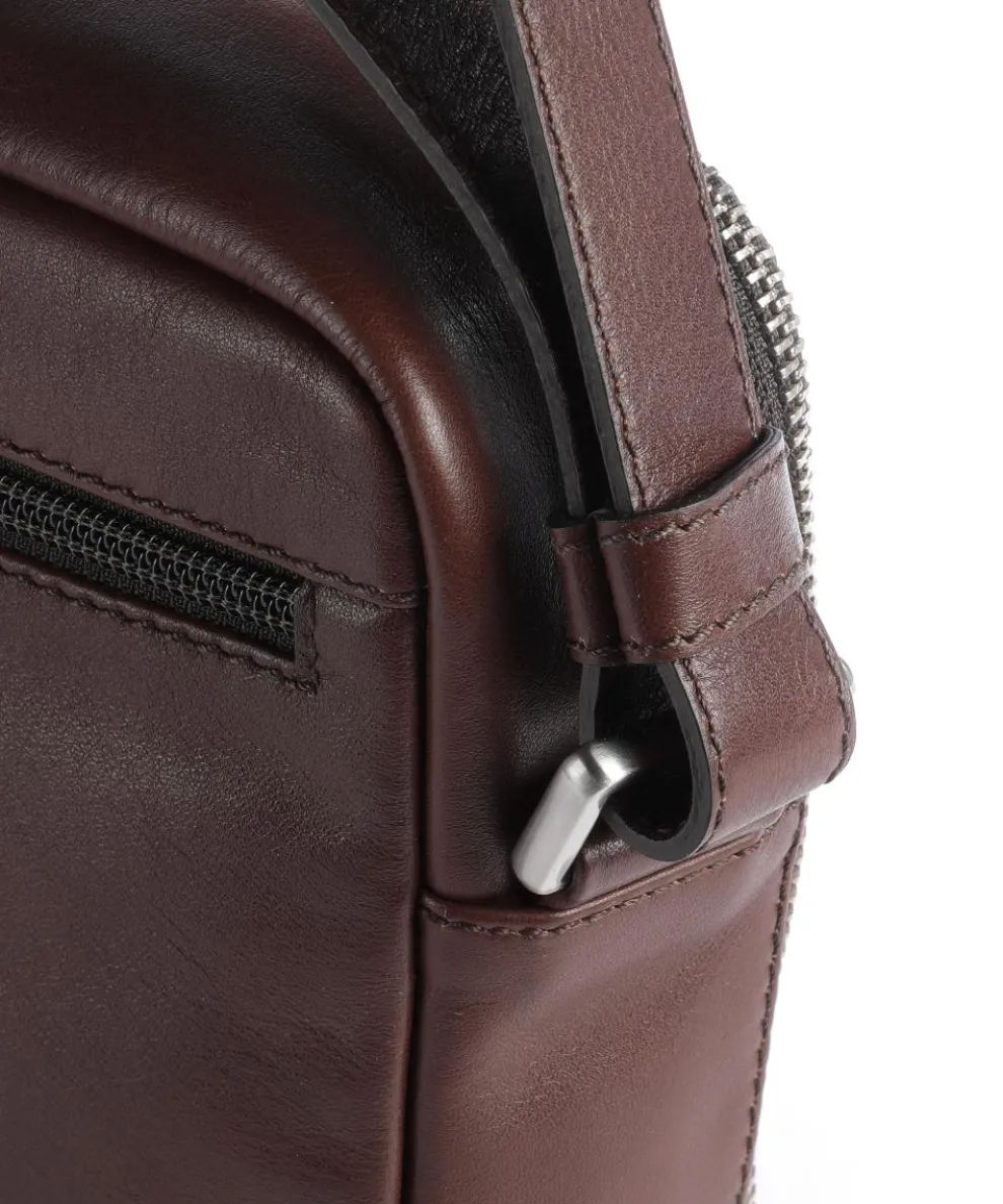 Relaxed Umhängetasche genarbtes Rindsleder dunkelbraun