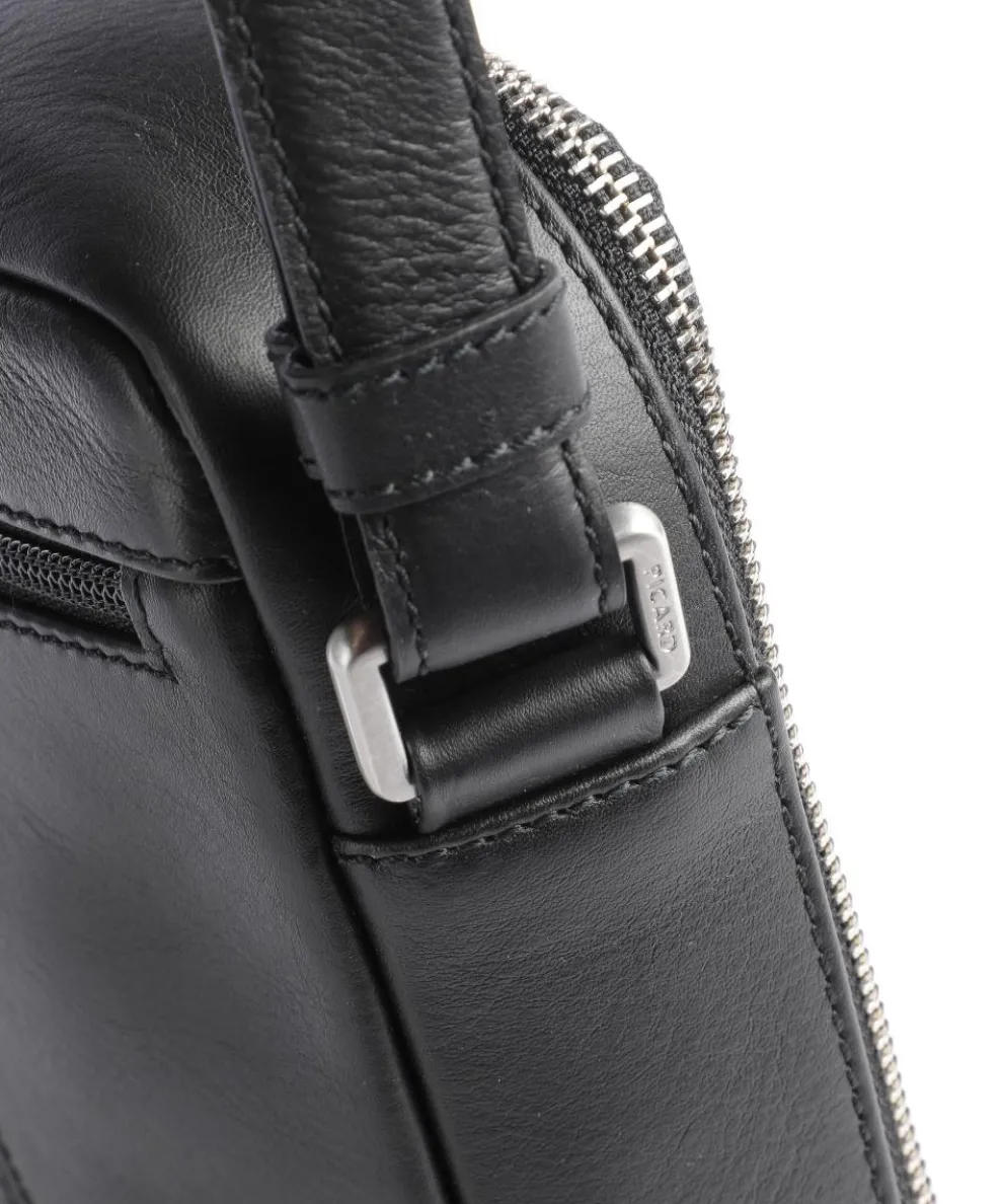 Relaxed Umhängetasche genarbtes Rindsleder schwarz