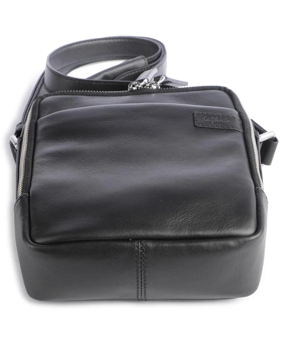 Relaxed Umhängetasche genarbtes Rindsleder schwarz