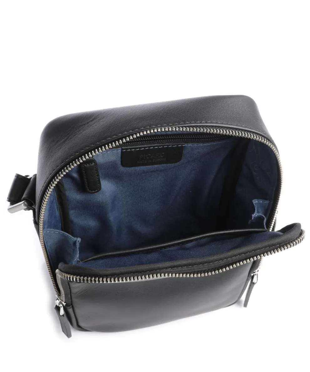 Relaxed Umhängetasche genarbtes Rindsleder schwarz