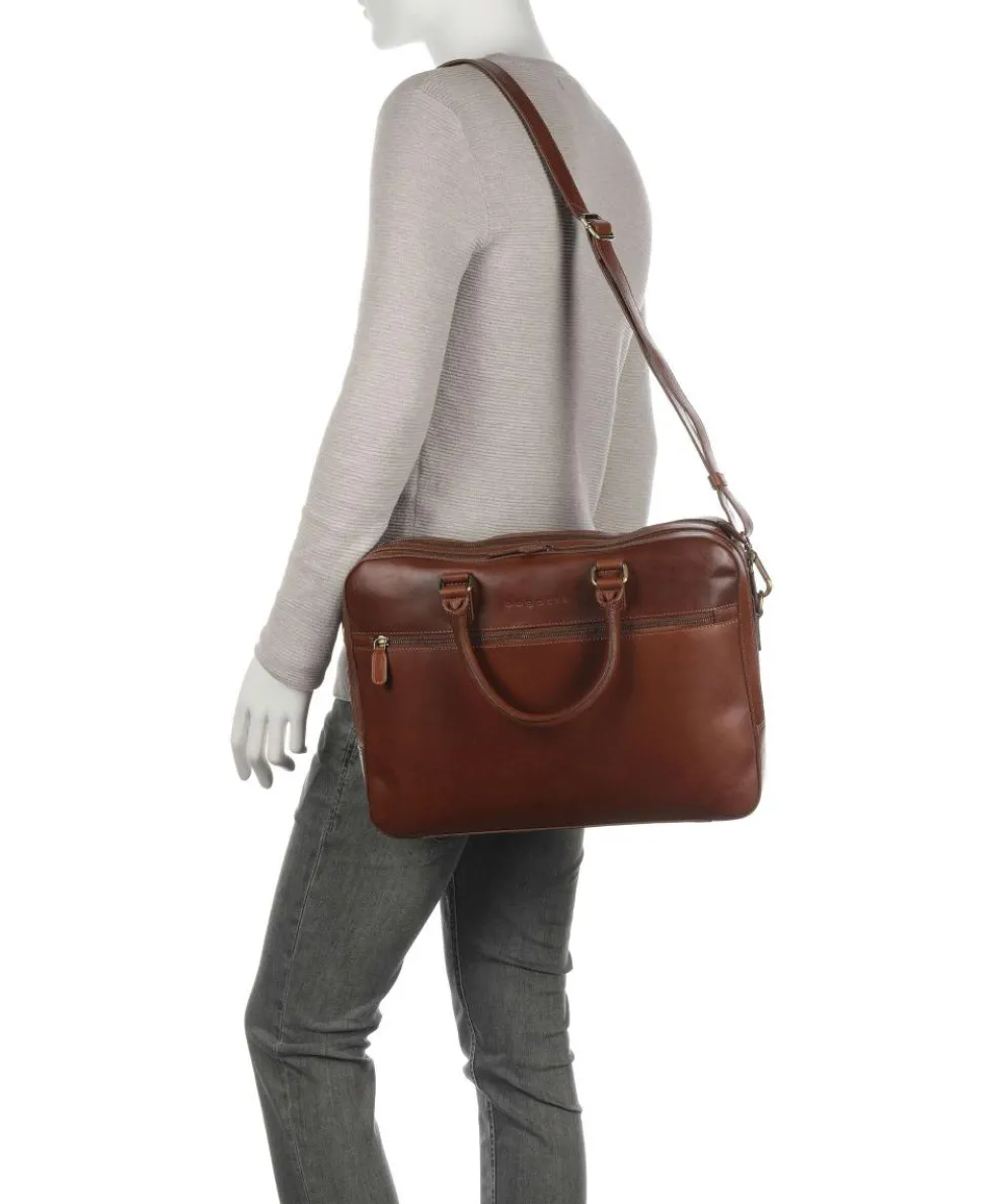Remo Aktentasche 15″ fein genarbtes Rindsleder cognac