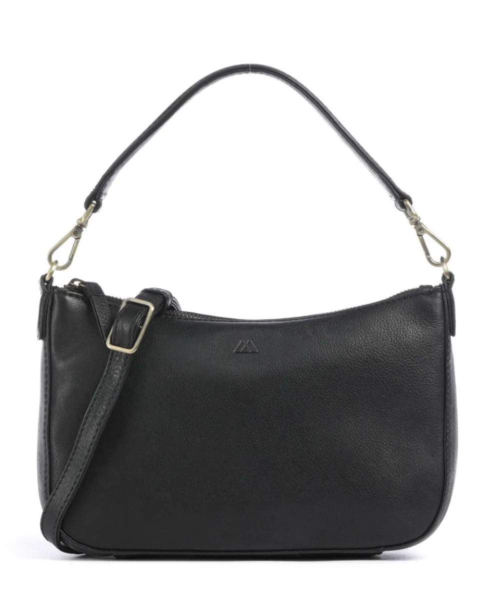 Remona Schultertasche genarbtes Rindsleder schwarz