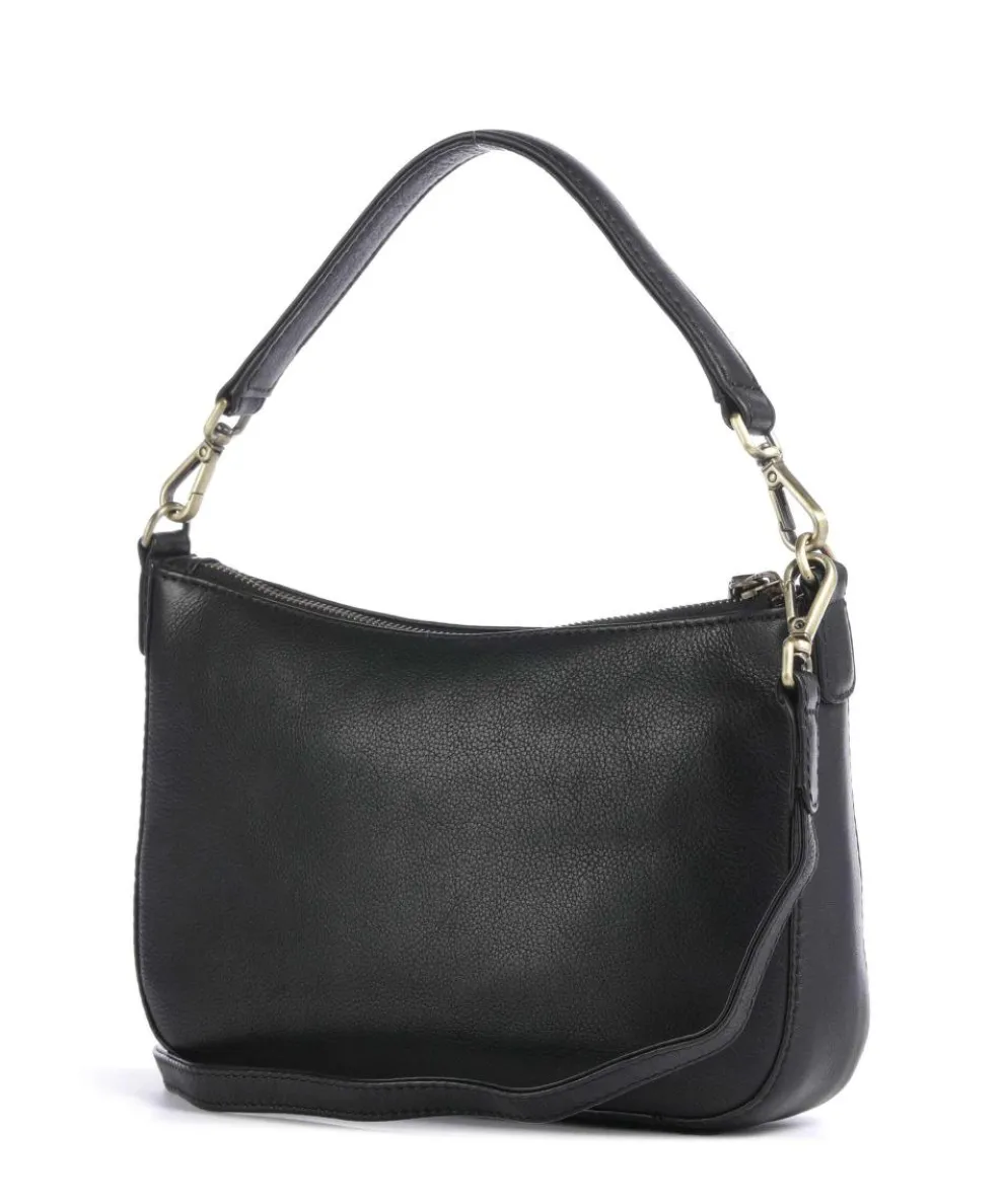 Remona Schultertasche genarbtes Rindsleder schwarz