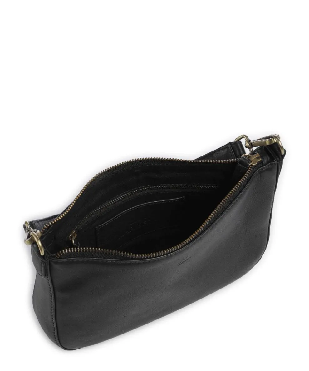 Remona Schultertasche genarbtes Rindsleder schwarz