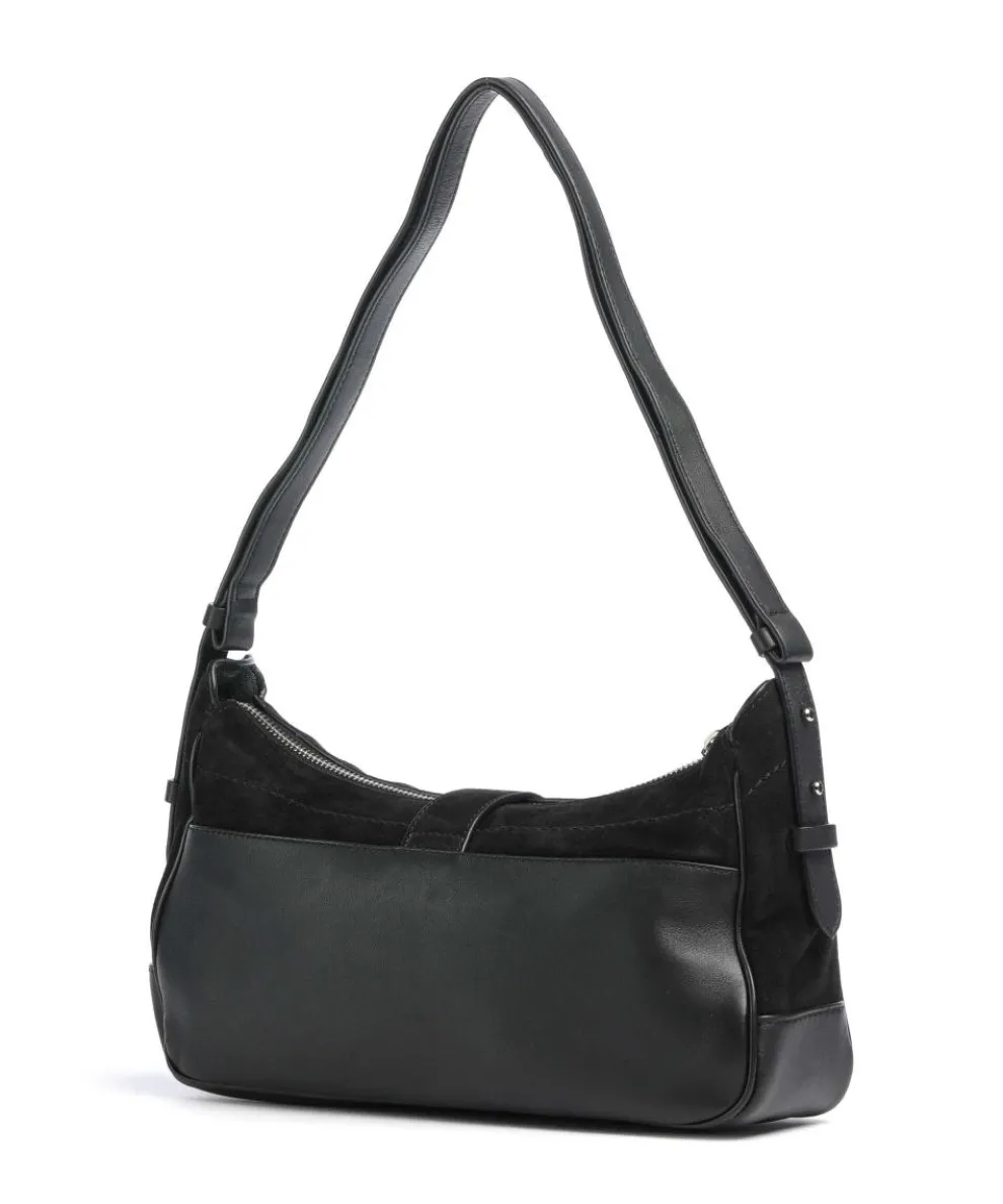 Ren Suede S Schultertasche aufgerautes Leder schwarz