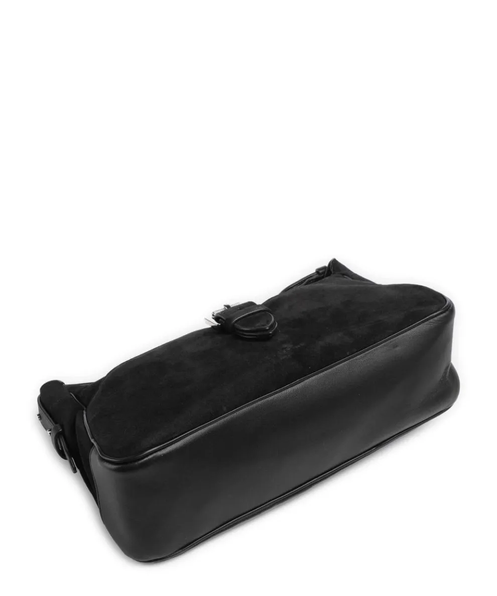 Ren Suede S Schultertasche aufgerautes Leder schwarz