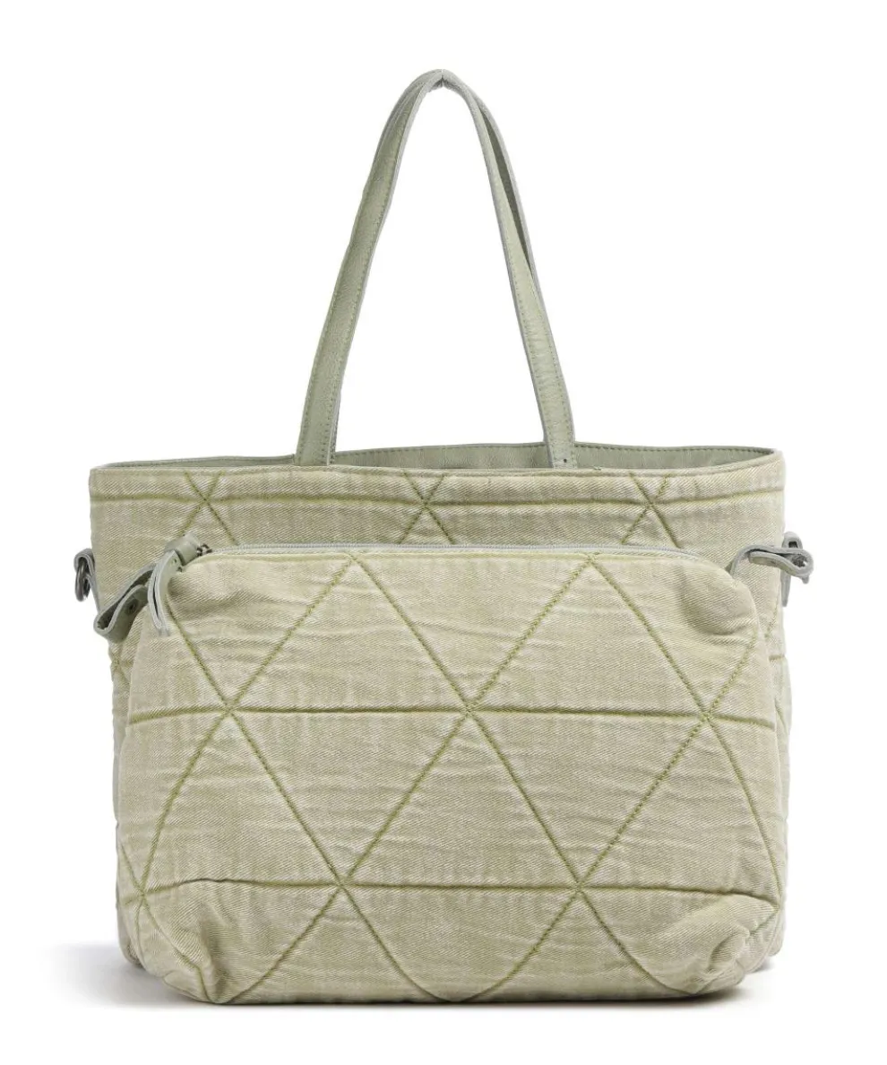 Reversible Shopper genarbtes Leder graugrün