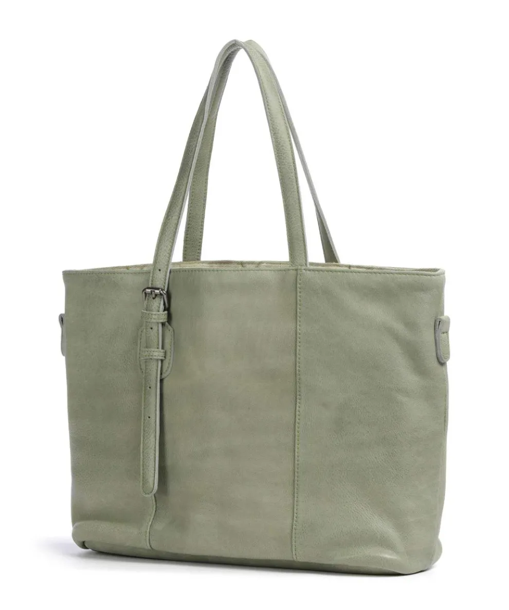 Reversible Shopper genarbtes Leder graugrün