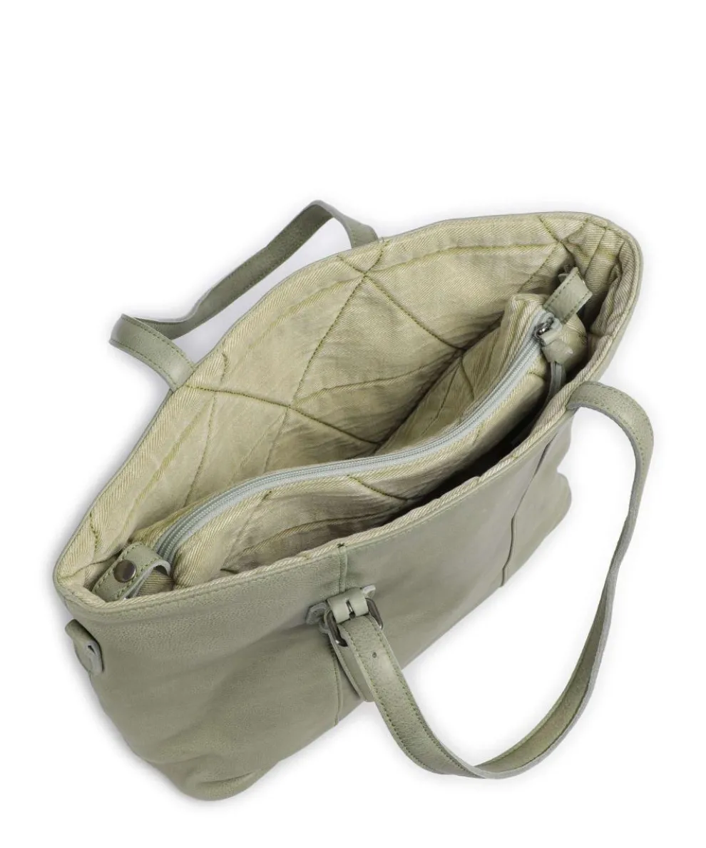 Reversible Shopper genarbtes Leder graugrün