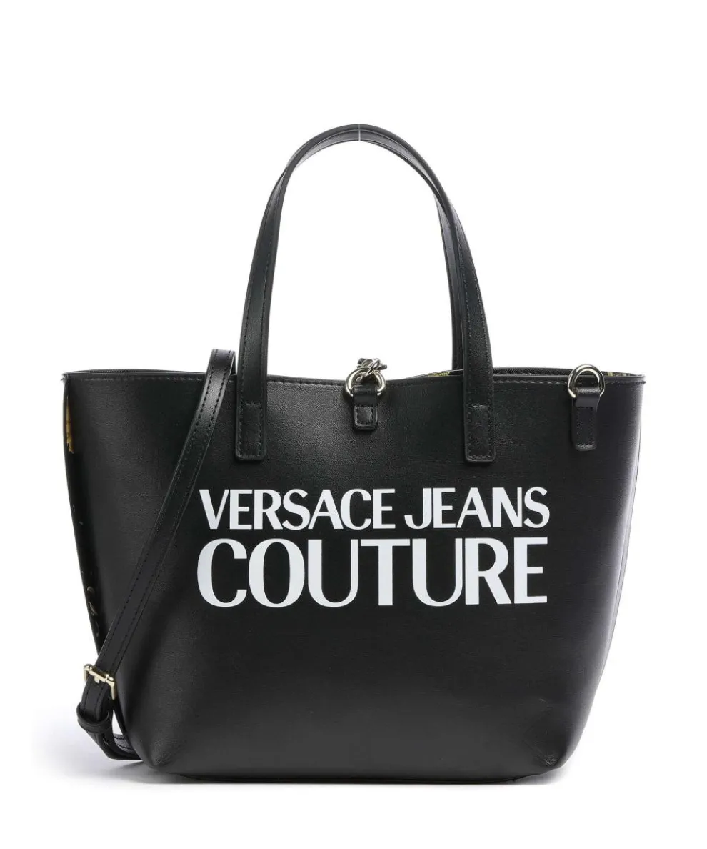 Reversible Shopper Handtasche Lederimitat schwarz