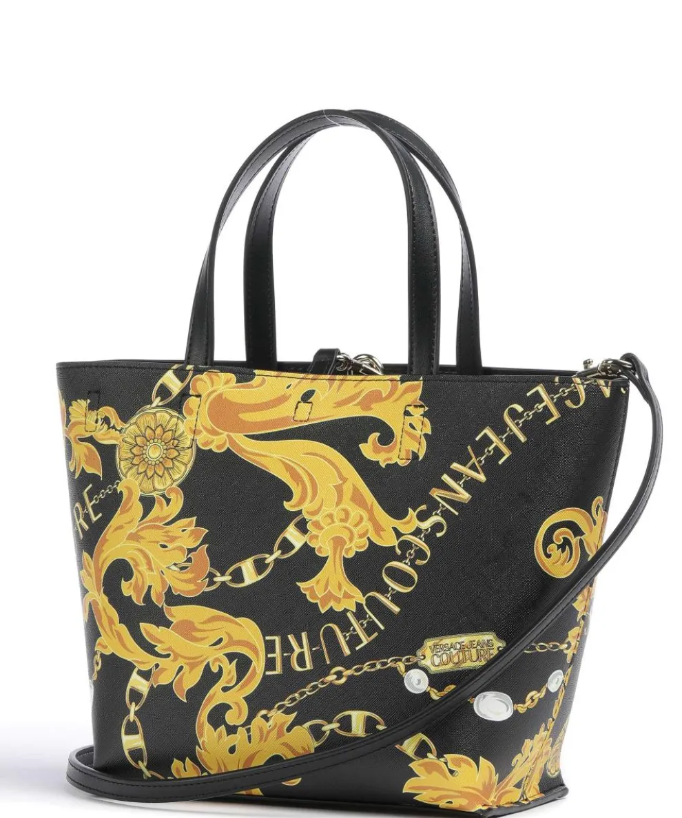 Reversible Shopper Handtasche Lederimitat schwarz