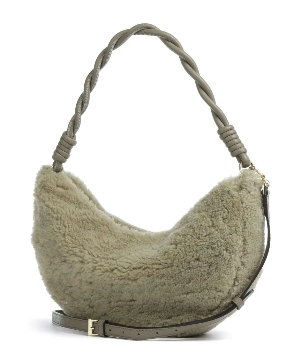 Shearling Moon Schultertasche Fell grün