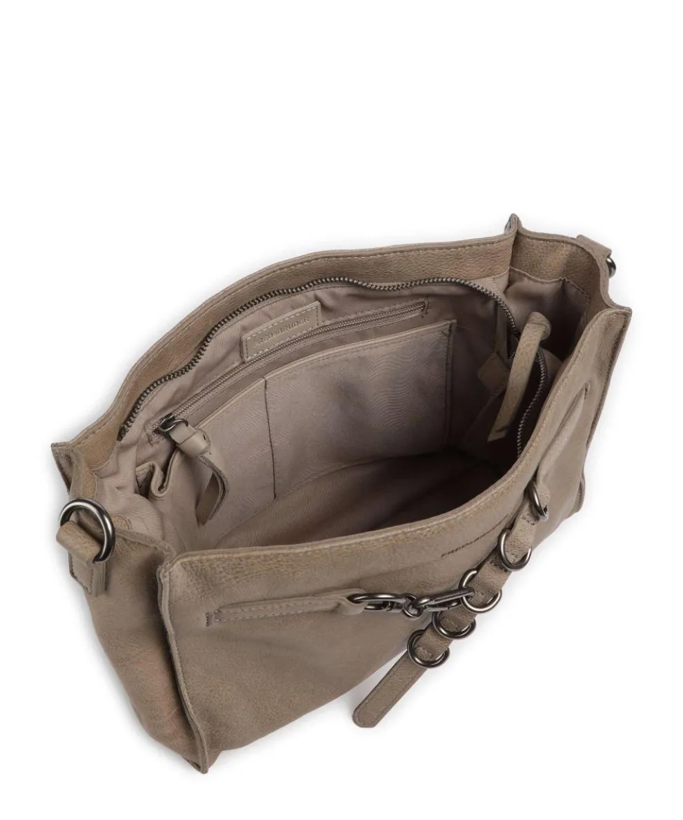 Ride Easy Schultertasche genarbtes Leder stein