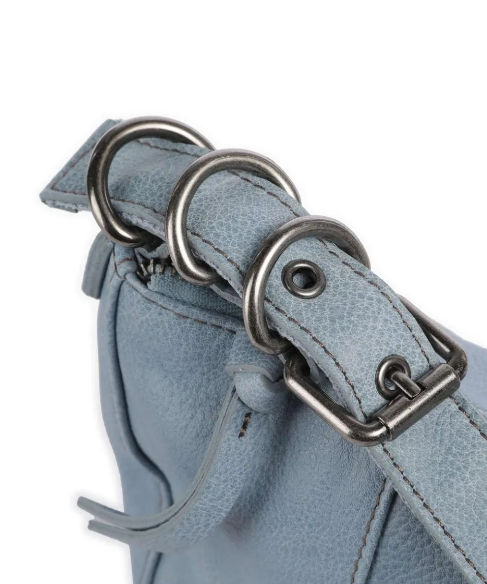 Ride Easy Schultertasche genarbtes Leder hellblau