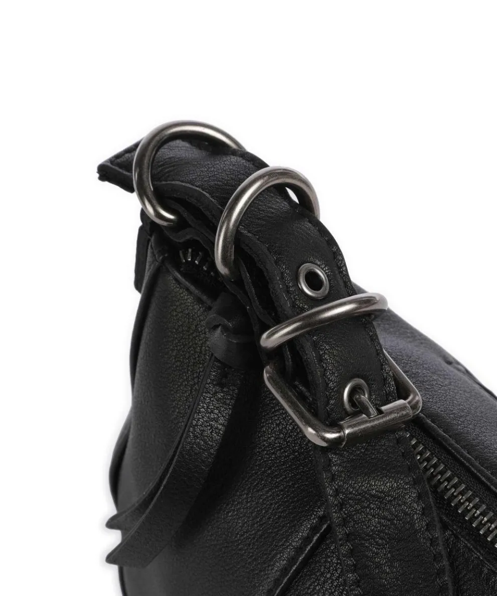 Ride Easy Schultertasche genarbtes Leder schwarz