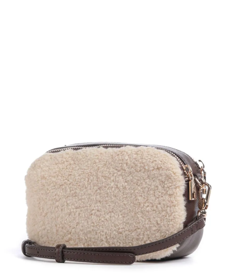 Ridhi S Umhängetasche Lederimitat, Kunstfell dunkelbraun