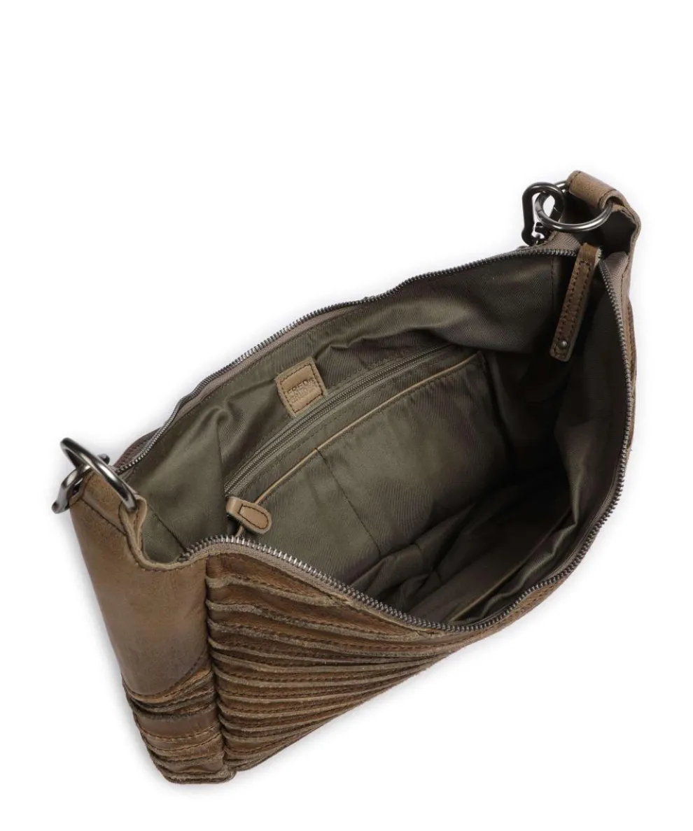 Riffel Flowow Beuteltasche genarbtes Leder olivgrün