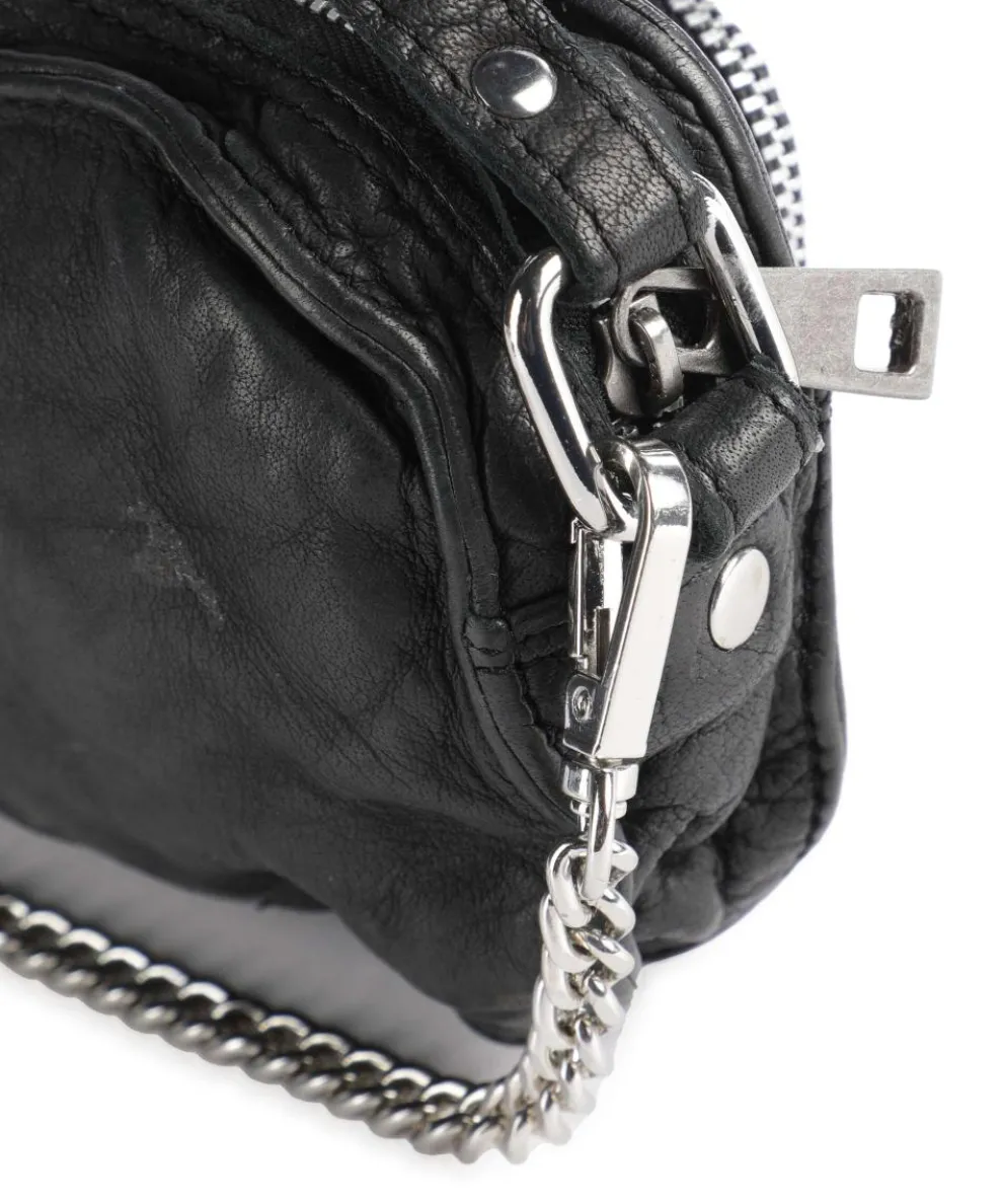 River Washed Helena Umhängetasche genarbtes Kalbsleder schwarz