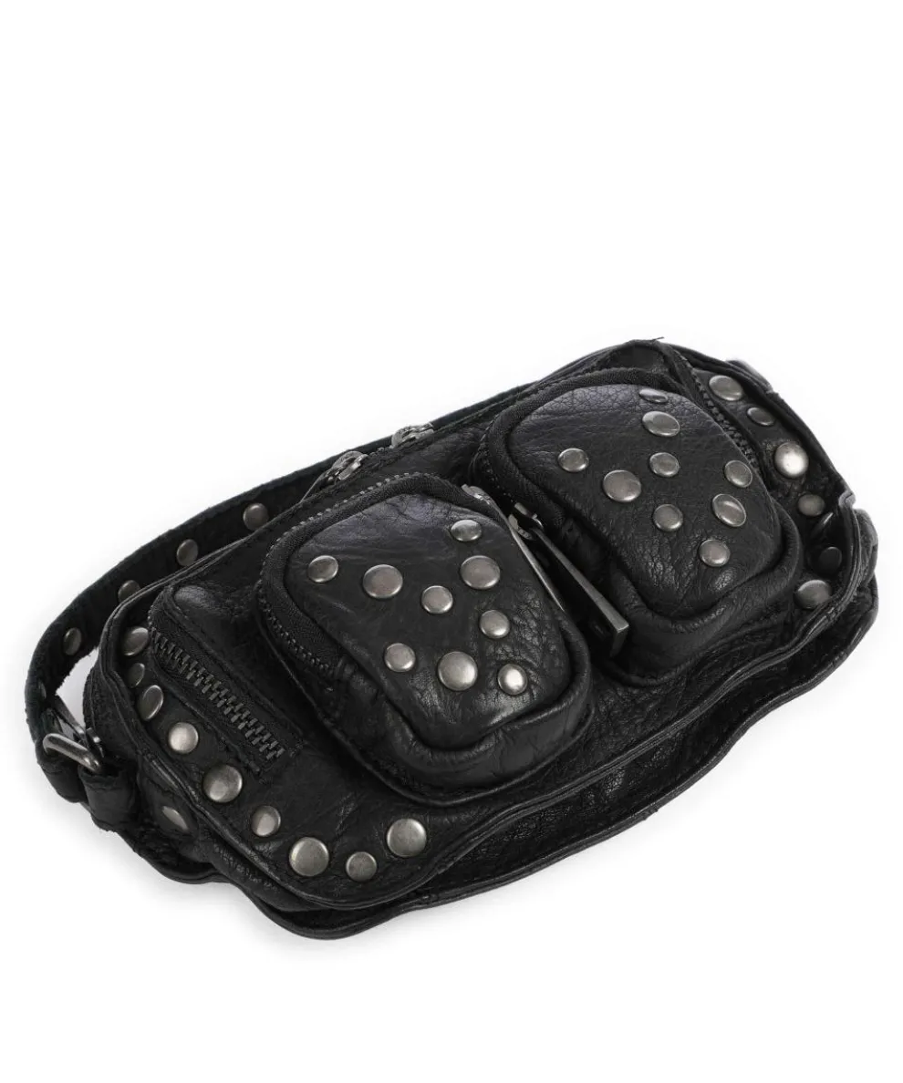 River Washed Helena Umhängetasche genarbtes Kalbsleder schwarz