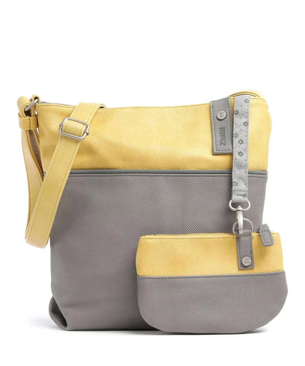 Jana J10 Schultertasche Lederimitat grau/gelb