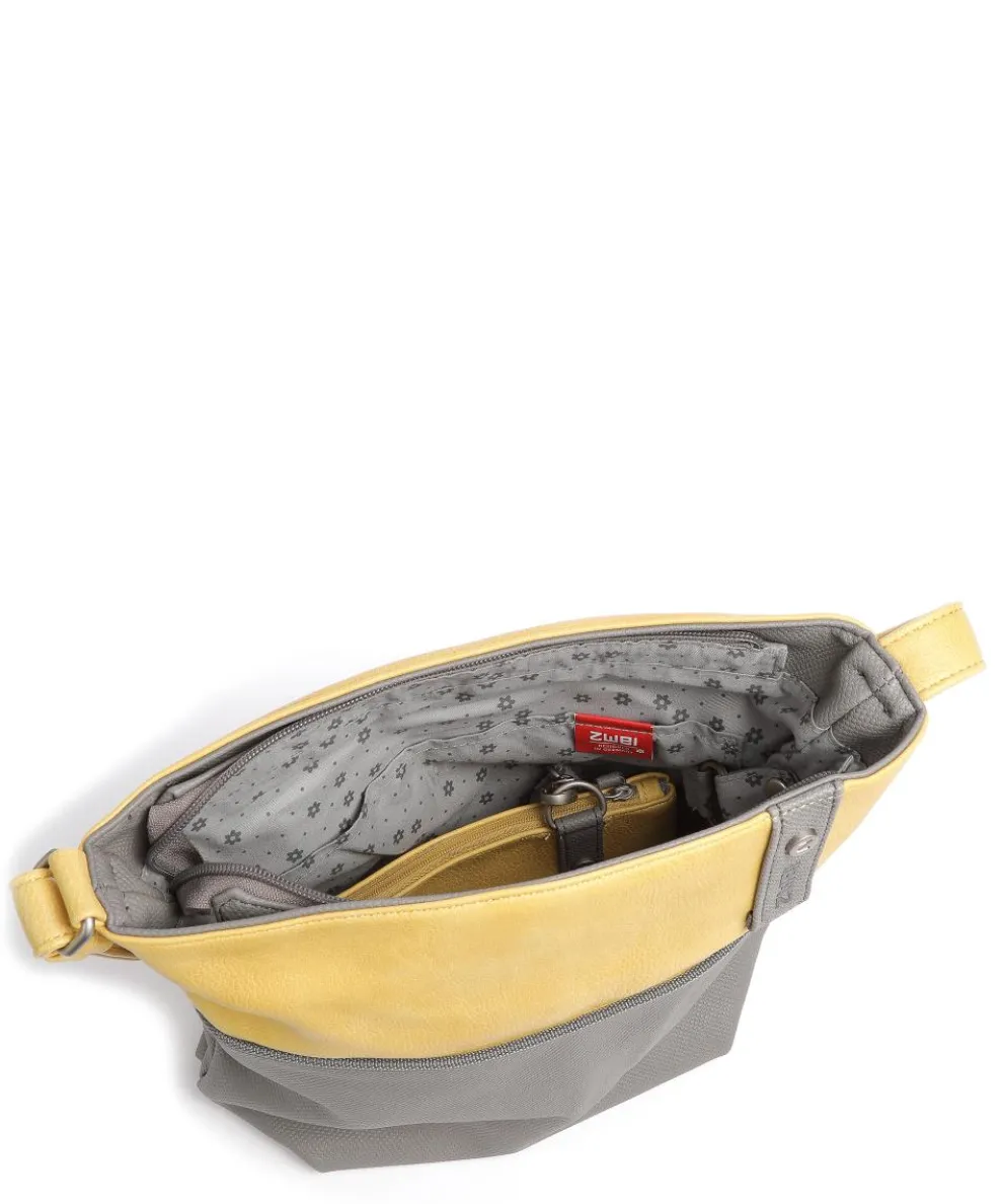 Jana J10 Schultertasche Lederimitat grau/gelb