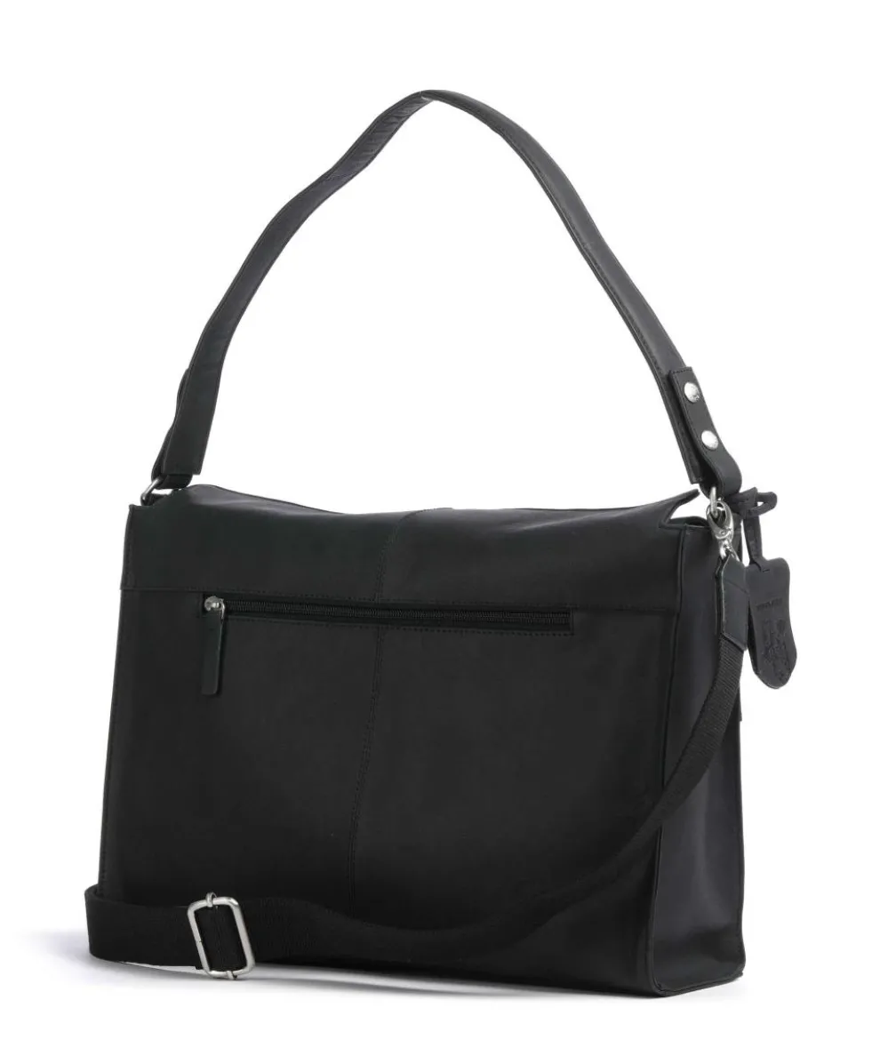 Rogue Robyn Schultertasche fein genarbtes Leder schwarz