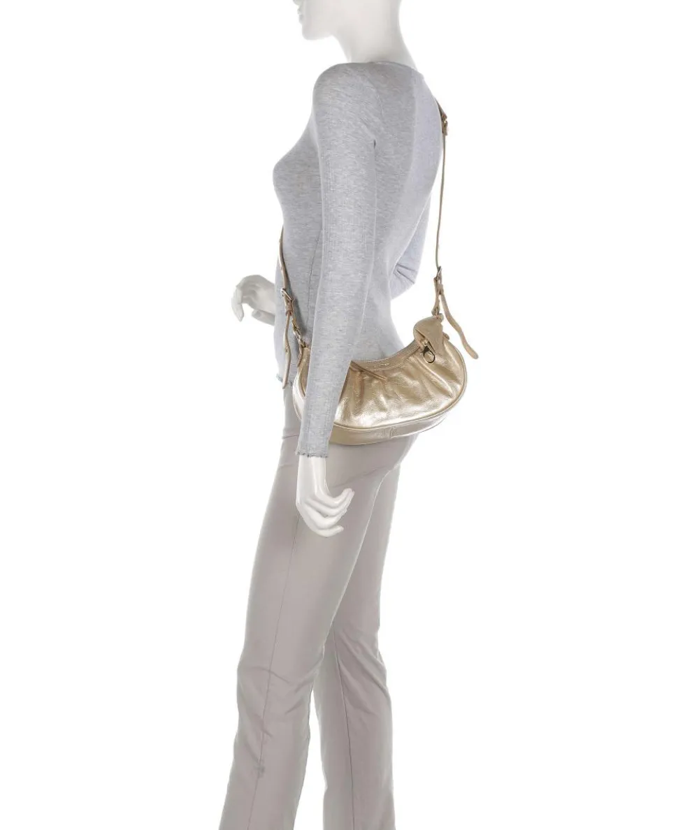 Rétro & Glam Umhängetasche fein genarbtes Rindsleder gold