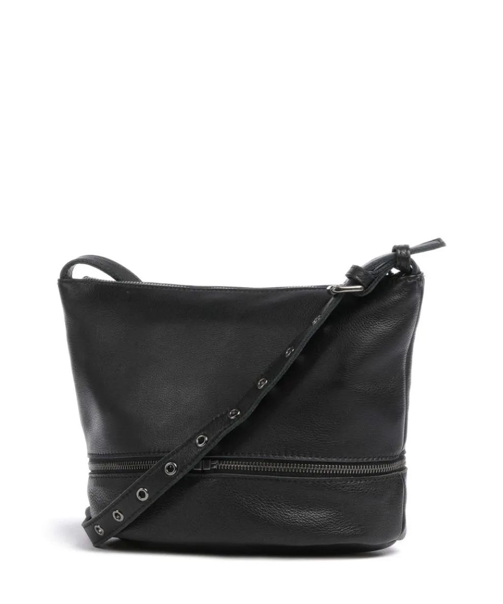 Run Around Umhängetasche genarbtes Leder schwarz