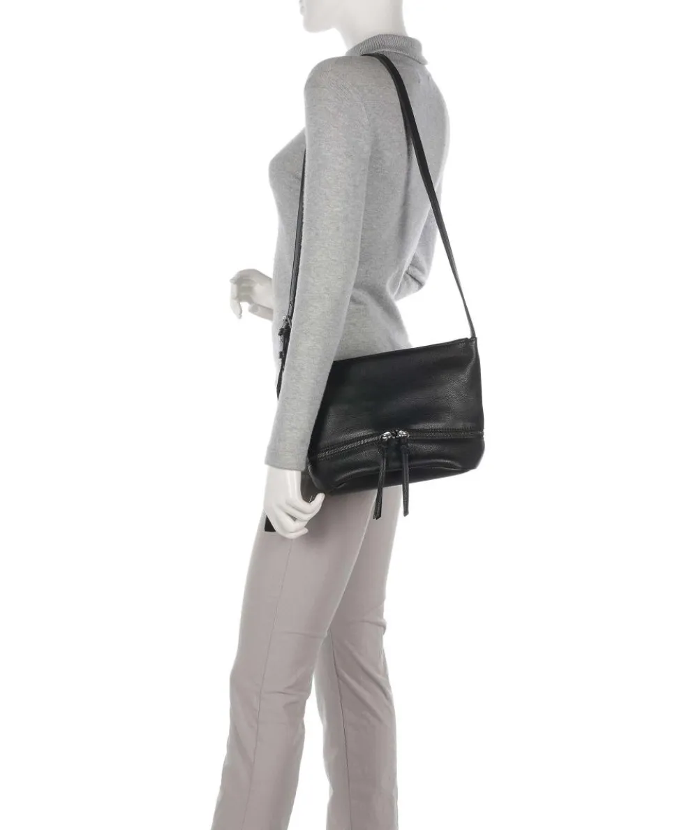 Run Around Umhängetasche genarbtes Leder schwarz